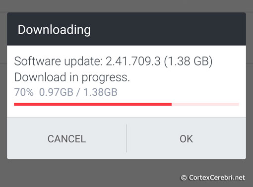 Downloading... Software update: 2.41.709.3 (1.38 GB) - Download in progress - HTC 10 Nougat Android 7 Update Release in Europe